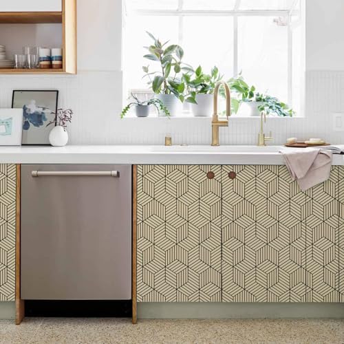 MelunMer Brown Geometric Wallpaper Peel and Stick Removable 17.7”×118” - Image 6