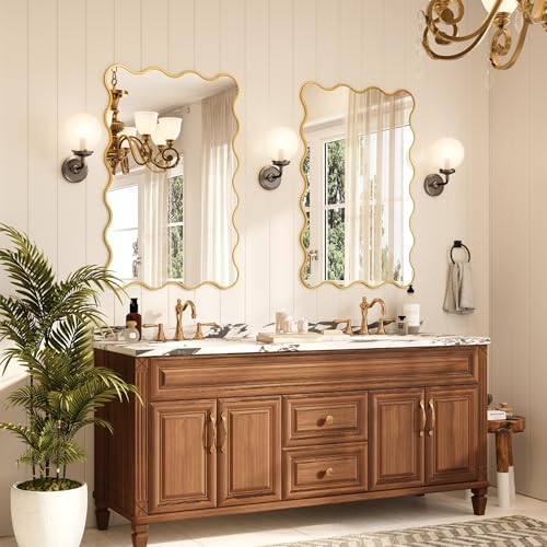 Kelly Miller 32x48 Gold Scalloped Mirror, Wavy Edge Decorative Wall Mirror - Image 4