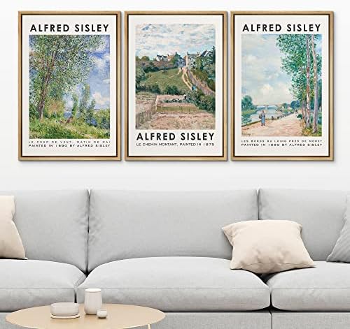 MUDECOR Framed Canvas Print Wall Art Set Alfred Sisley Watercolor Landscapes - Image 2