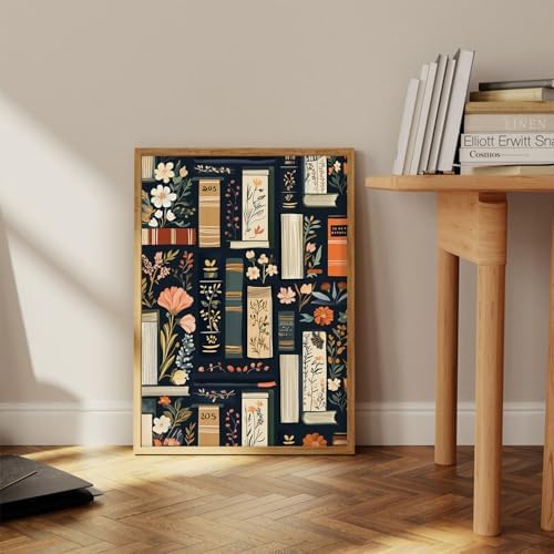 ZHGYGBN Boho Botanical Wall Art Floral Bookshelf Poster 12x16 Inch Unframed - Image 3