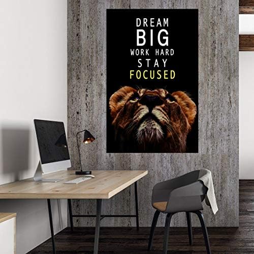 AMART SUN Dream Big and Work Hard • Motivational Print Canvas Wall Art • - Image 3