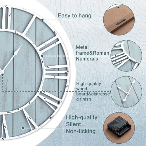 Quelay 30 Inch Large Coastal Wall Clock - Image 3