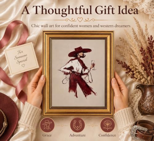 Gold Framed 3D Textured Wall Art, Modern Western Burgundy Fashion Pictures Decor - Image 3