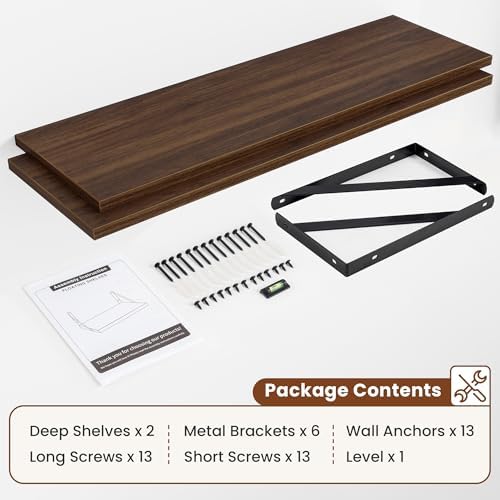 Deep Wall Shelves 48"W x 12"D Engineered Wood Floating Shelves - Image 5