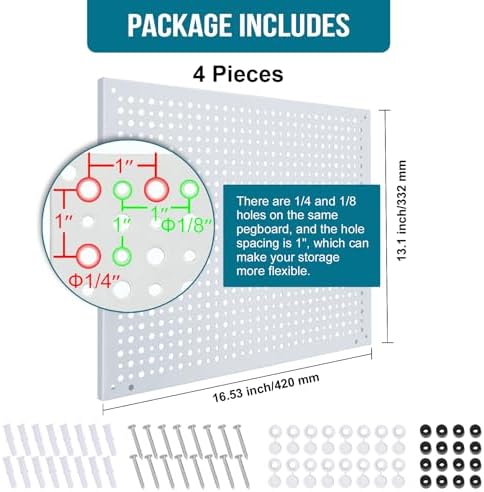 Peg Board, Heavy Duty Steel Organization Panels, Universal 1/8 and 1/4 Peg - Image 2