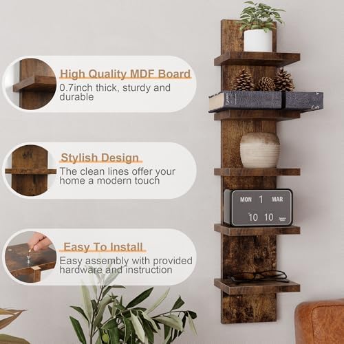 Fun Memories 5 Tier Wall Shelf Unit, Vertical Storage Tower - Image 4
