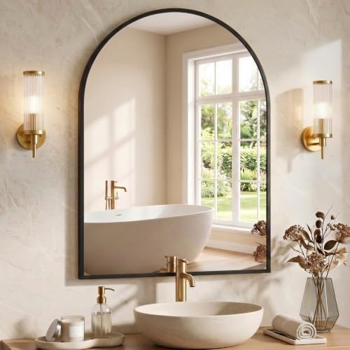 NEWBULIG 38"X30" Arched Bathroom Wall Mirror by NEWBULIG