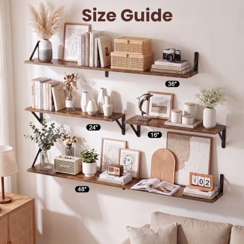 Rustic Wall Shelves 24x6 Inch Set of 3 - Image 6