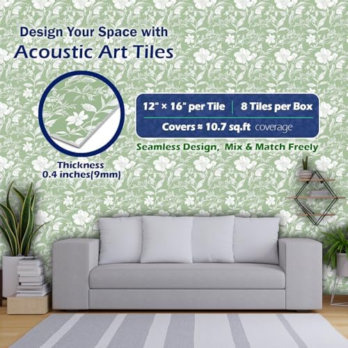 PINWELIFE® Acoustic Art Tiles – 8-Pack 12"x16" Sound Absorbing Panels, Seamless - Image 2