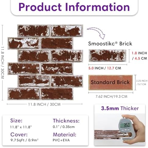 3D Faux Brick Wall Panels Peel and Stick, Designed - Image 3