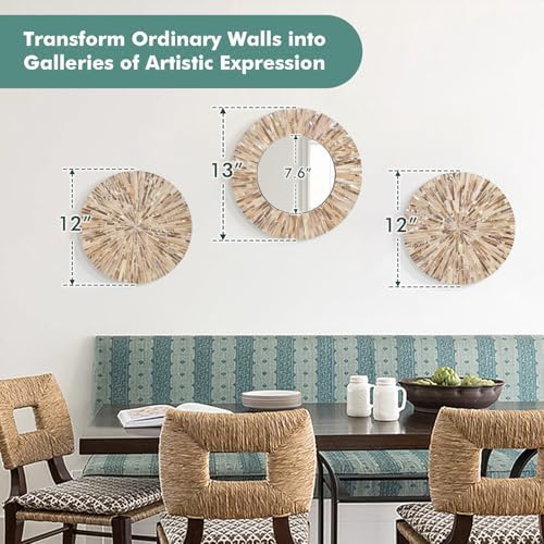 Boho Mother of Pearl Decorative Wall Mirror - Image 3
