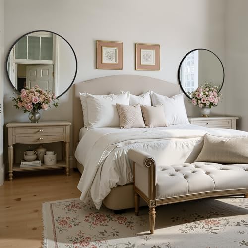 TRAHOME Black Round Bathroom Mirror, 2 Pack 30” Vanity Circle Wall Mirror - Image 4