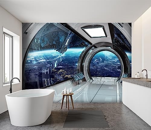 -3D Capsule Space Fabric Wallpaper Living Room Bedroom Bathroom Boys Girls - Image 3