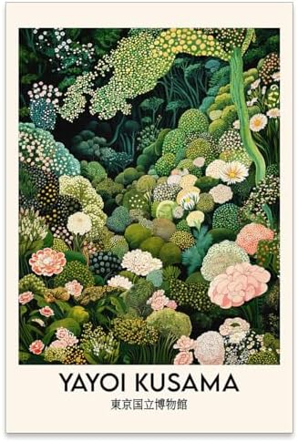 WIUHIO Yayoi Kusama Botanical Wall Art Vintage Japanese Nature Floral Poster by Unknown
