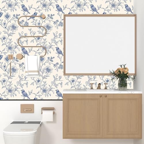 Laatse Floral Bird Vintage Wallpaper Peel and Stick 17.5" x 393" - Image 4