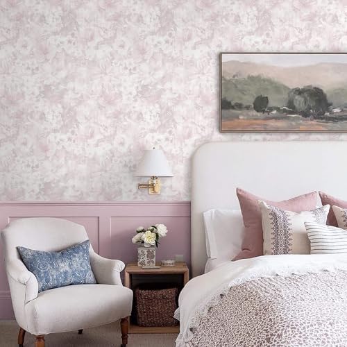 Heroad 17.3inx32.8ft Pink Peel and Stick Wallpaper Floral Contact Paper Vintage - Image 6