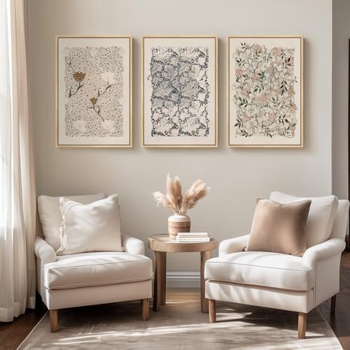 Framed William Morris Boho Floral Canvas Wall Art - Image 3
