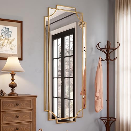 Kelly Miller 30"x60" Gold Foil Scalloped Edge Decorative Full Length Mirror by KellyMiller