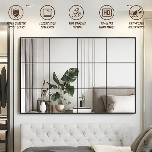 Antok Wall Mirror, Metal Framed Wall Mounted Mirror, Hanging or Leaning - Image 7