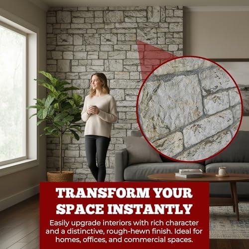 K&B Panels 3D Wall Panels, Stone Effect Styrofoam Wall Panelling Kit, - Image 2