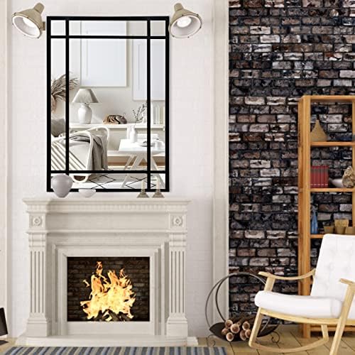 HQiJun Black Rectangle Mirror, Farmhouse Decorative Wall Mirror - Image 2
