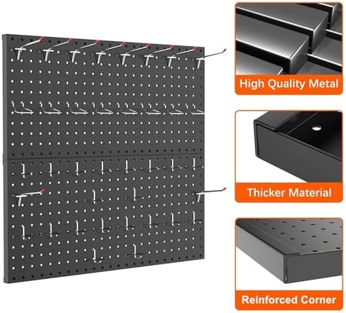 TORACK Metal Pegboard Wall Organizer 24"x24" - Image 5