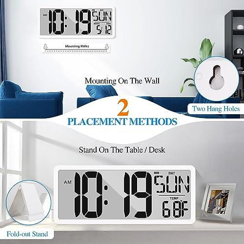 Large Digital Wall Clock with Backlight 15.2 Inch Digital Alarm Clock - Image 6