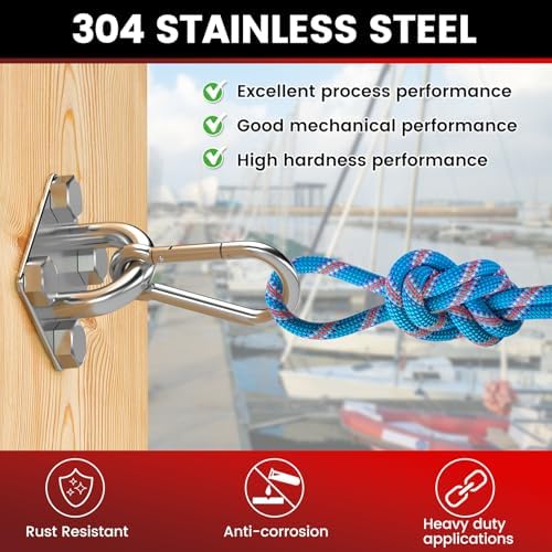 sprookber 304 Stainless Steel Pad Eye Snap Hook, M10 Ceiling Hook 1700Lb - Image 5