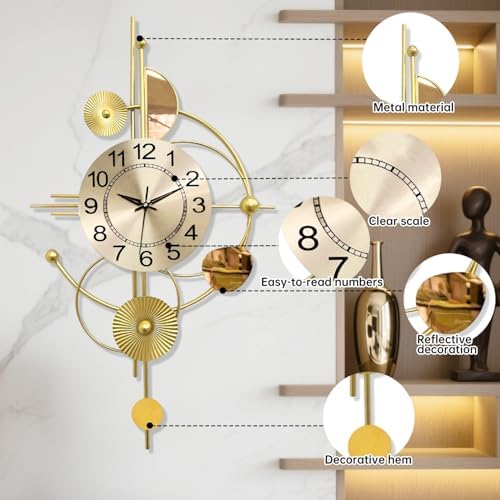 Large Wall Clocks for Living Room, Silent Non Ticking, Battery Operated - Image 2