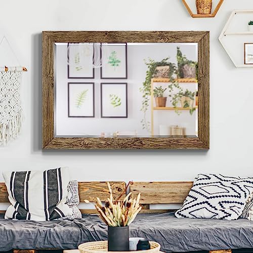 Renditions Gallery Rectangular Dark Room Walnut Wooden Framed Body Mirror Decor - Image 4
