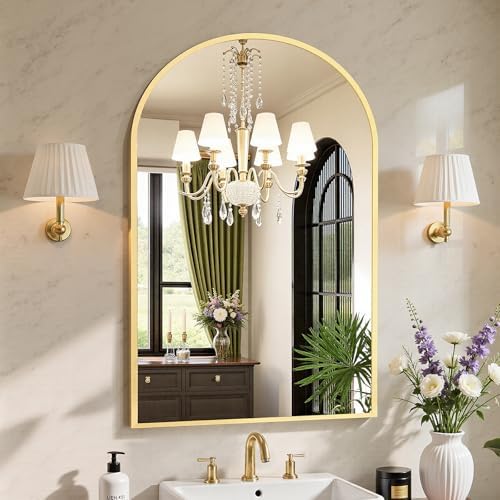 Sweetcrispy 24"x 36" Arched Gold Bathroom Mirrors by Sweetcrispy