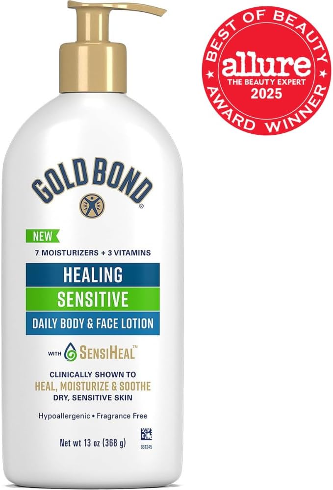 Gold Bond Healing Sensitive Daily Body & Face Lotion for Dry, Sensitive Skin, 13 oz.