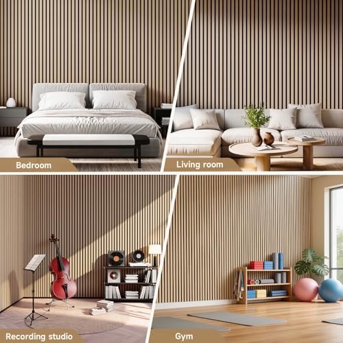 INMOZATA Wood Panels for Wall Acoustic Wood Slat Wall Panels Nature Oak - Image 6