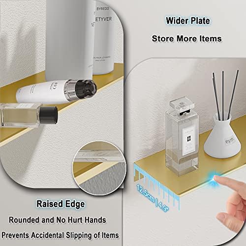 HNVNER Brushed Gold Floating Wall Shelves 2 Packs, Shower Shelf 15.7x4.9 - Image 4