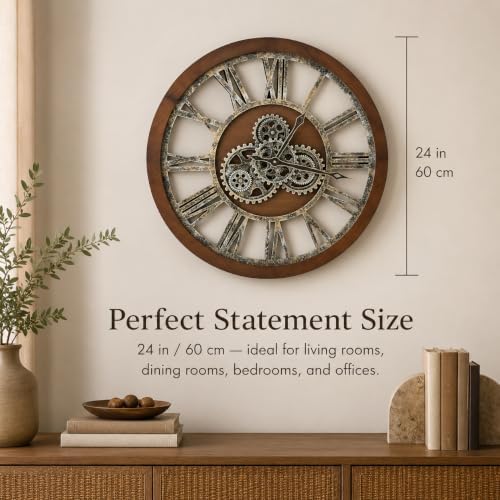 The B-Style Large Wall Clock 24 inch Drak Brown and Bronze - Image 2