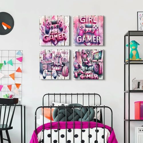 Cool Gaming Wall Art for Girl Room Retro Video Game Wall Decor Pink Neon - Image 2