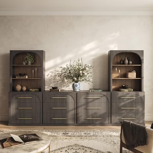 BELLEZE Jagger 130" Wall Unit 6-Piece Modular TV Stand by BELLEZE