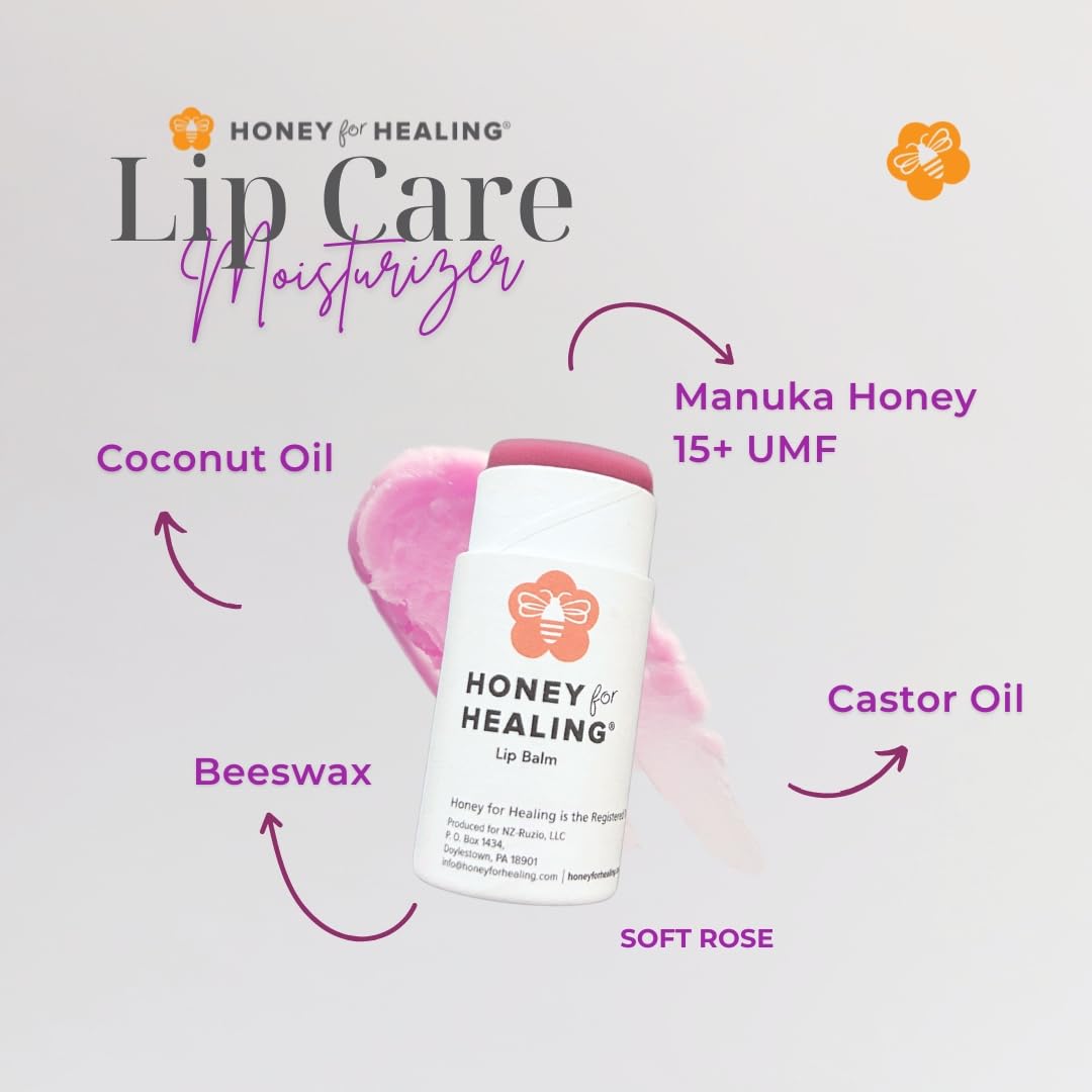 Manuka Honey Lip Balm 15+ UMF – Ultra-Hydrating Formula with Beeswax, Castor Oil & Organic Coconut Oil | 12+ Hour Moisture | Eco-Friendly Recyclable Tube | 0.25 oz / 7 g (Soft Plum)