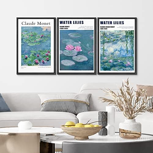 MUDECOR Framed Wall Art Print Set Water Lilies by Claude Monet Nature - Image 4