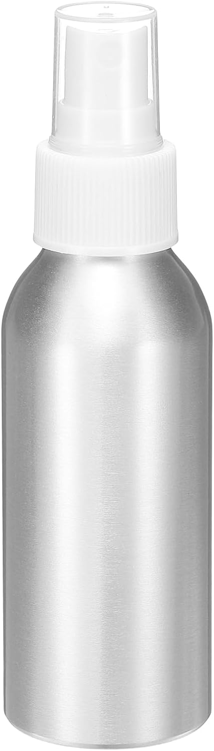 HARFINGTON Aluminum Fine Mist Spray Bottles 100ml/3.4oz Metal Small Liquid Alcohol Refillable Travel Container with White Plastic Nozzle Cap for Perfume Skincare Cosmetic Storage Bottle