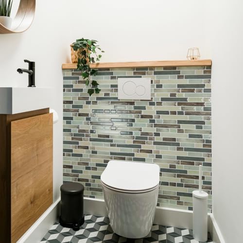 Art3d Linear Design Tile Peel and Stick Backsplash, Dark Brown - Image 3