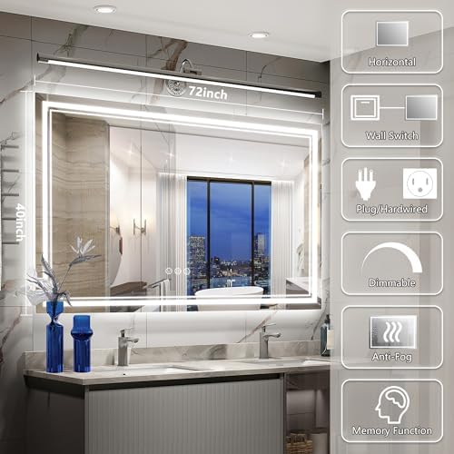 Ratsamee 72"x40" LED Bathroom Mirror - Image 2
