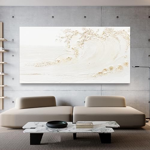 White Wall Art Decor Canvas Art Wall Decor Large Modern Wall Art Silent Waves - Image 4