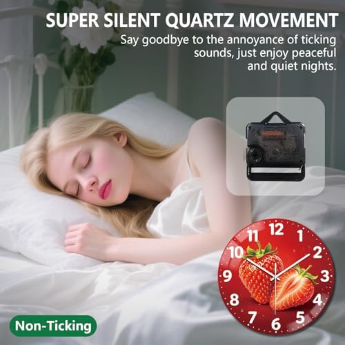 peacoblue Strawberry Wall Clocks Battery Operated - Image 4