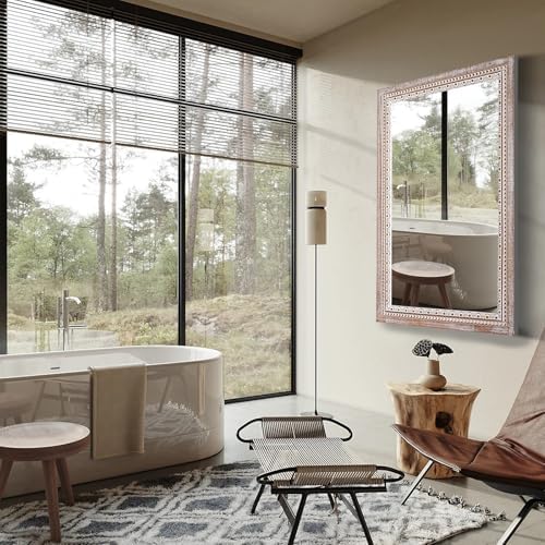 24x36 Inch Wooden Rectangular Wall Mirror, Farmhouse Mirrors - Image 5