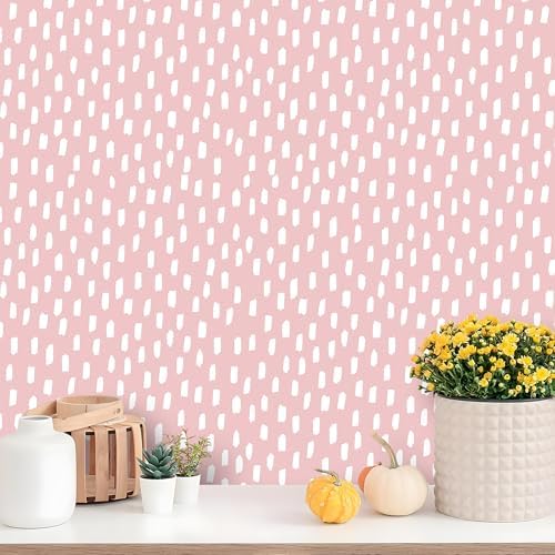 HAOKHOME Pink Wallpaper Peel and Stick Kids Girly Geometric - Image 2