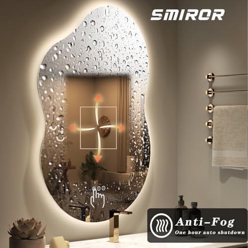 SMIROR 48x26 Irregular Backlit Led Lighted Bathroom Vanity Mirror - Image 6