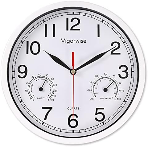 8 Inch White Wall Clock Silent Wall Clocks by Vigorwise