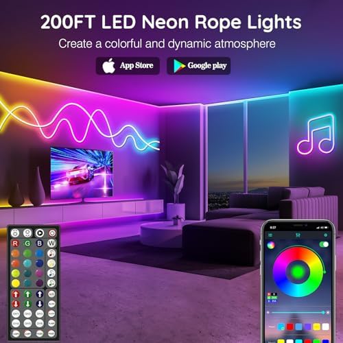 AILBTON 200Ft Neon Rope Lights, Flexible Led Rope Lights Control - Image 2