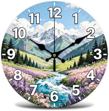 Rustic Scenery Wall Clock Silent Non-Ticking 12" by WHIMSTITCH